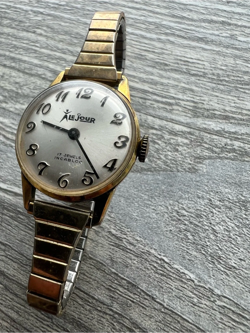 LeJour Vintage Gold-Tone womens Watch with Silver Dial